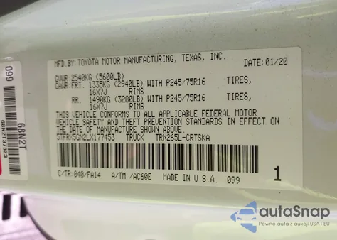 2020 Toyota Tacoma Sr z USA, uszkodzony, nr VIN 5TFRX5GN2LX177453